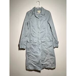 Nili Lotan Lightweight Long Light Blue 100% Cotton Trench Coat Size 8
